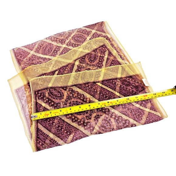 VTG Glentex Japanese Polyester Paisley Scarf Wrap Burgundy Cream 43x13 - Picture 3 of 9